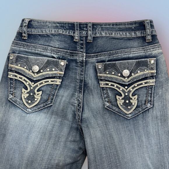 LOOK @ ME Women's 8 Skinny Embellished Blue Jeans - Picture 4 of 4